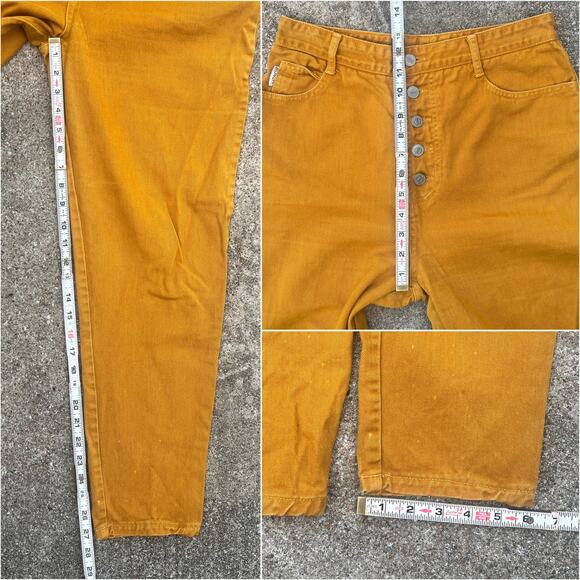Vintage 90s BONGO Yellow Button Fly Mom Jeans 28” Petite Short - Picture 6 of 9